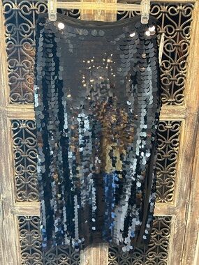 Women's Black Sequin Pencil Midi Skirt by Scoop